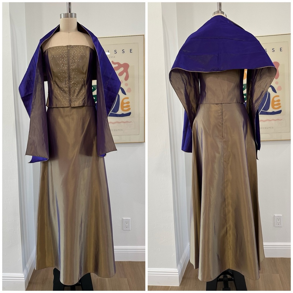 Vintage Y2K Prom Iridescent Corset and Skirt Set